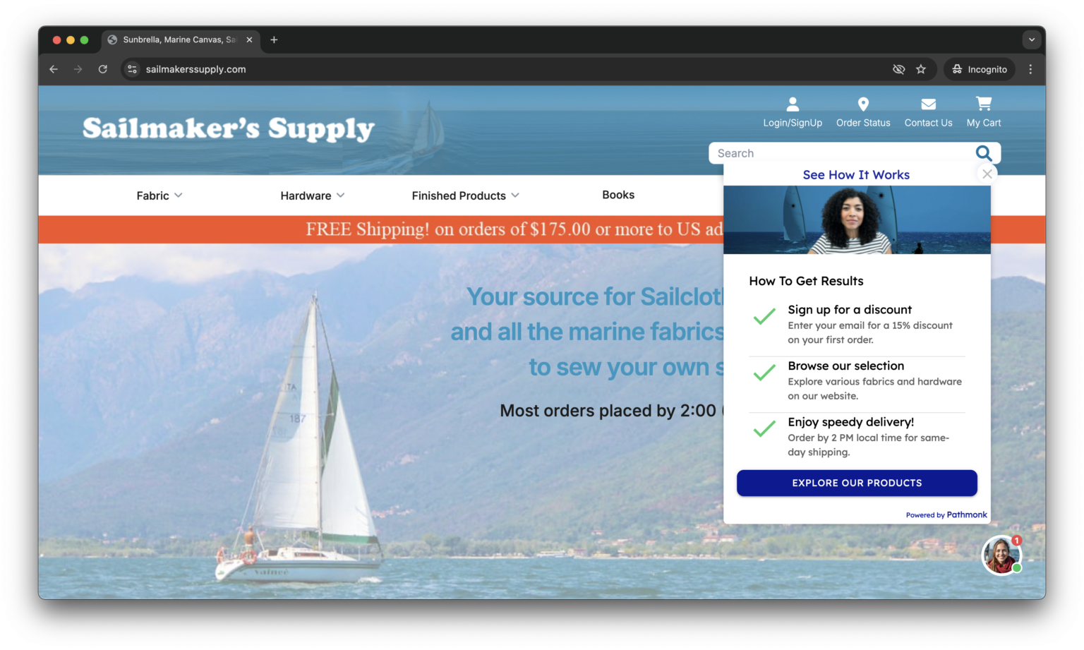 Qualification microexperience on the Sailmaker's Supply website