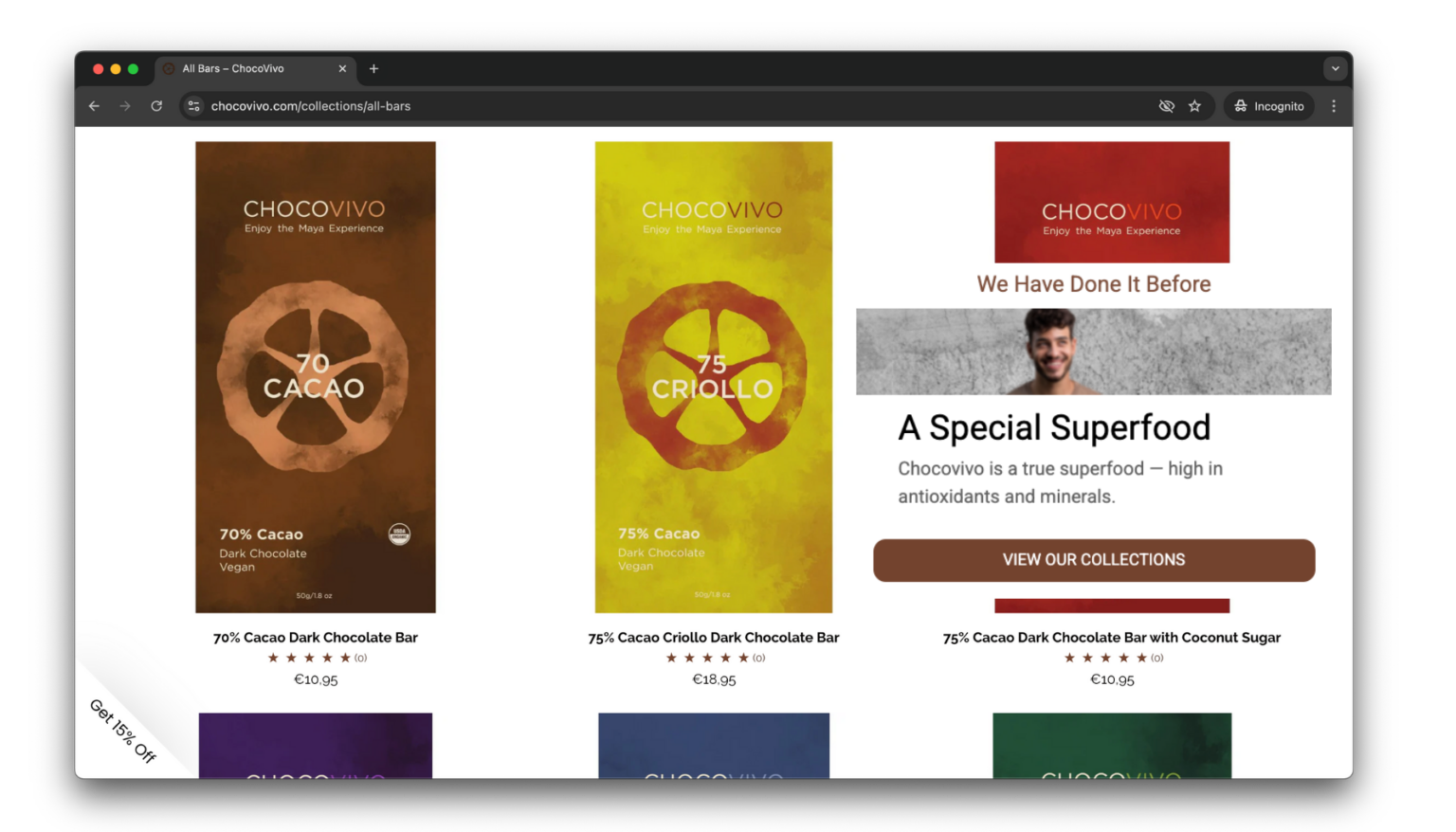 Guided exploration and social proof microexperience on the ChocoVivo website