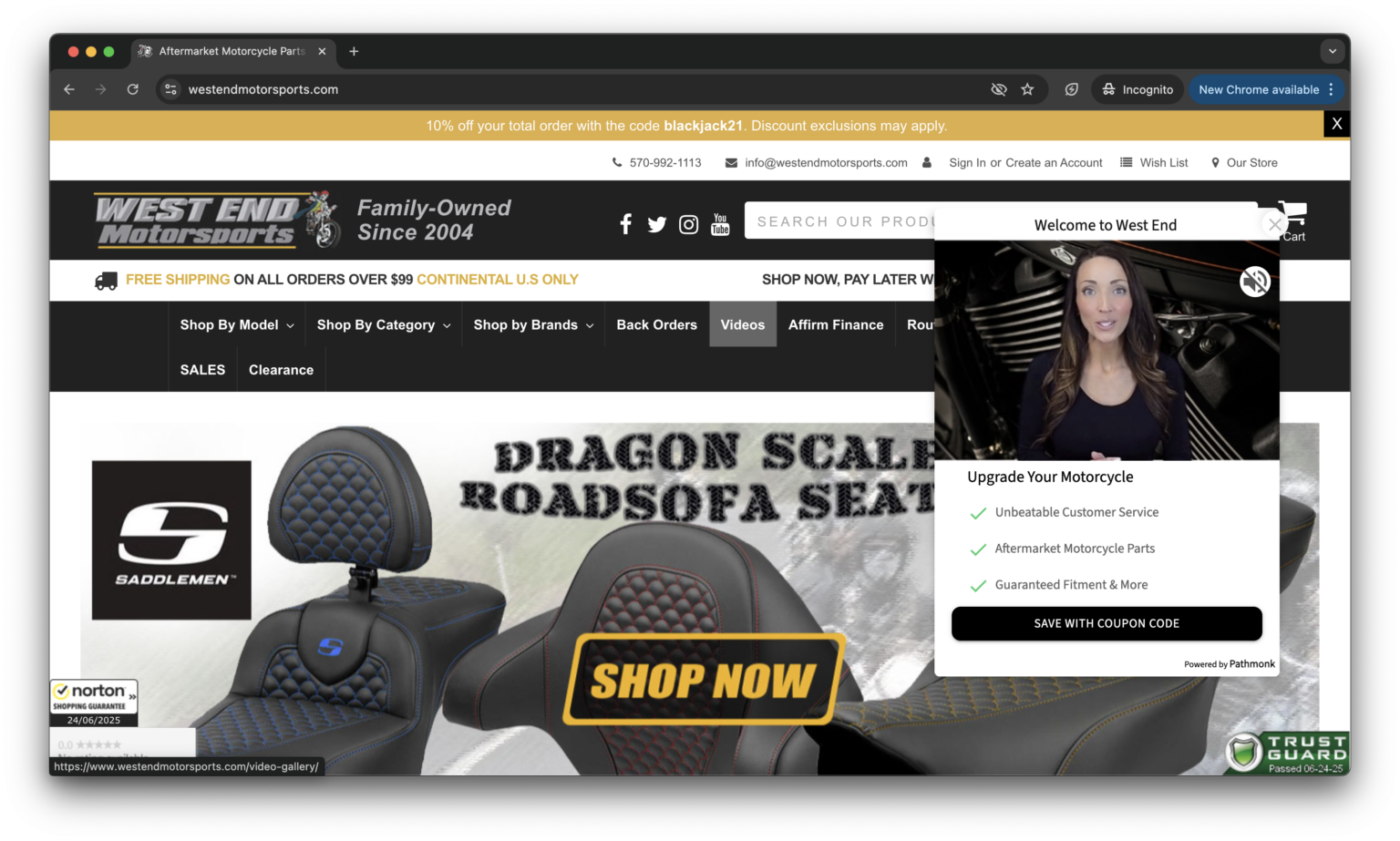 Awareness-stage microexperience on the WestEnd Motorsports website