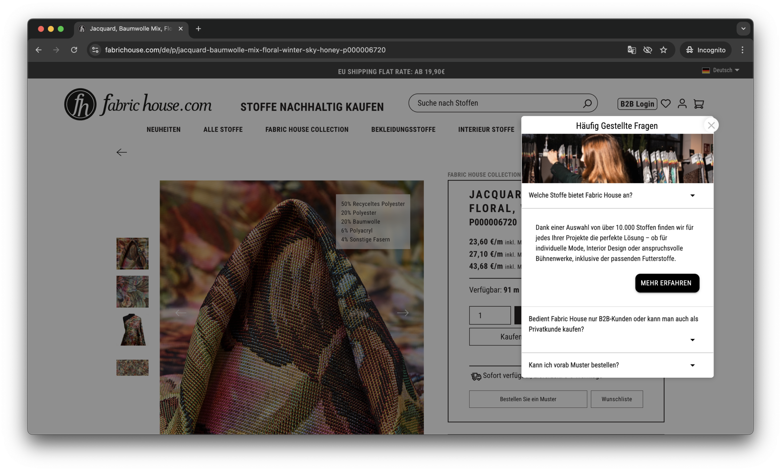 Intent-based microexperiences on fabrichouse.com