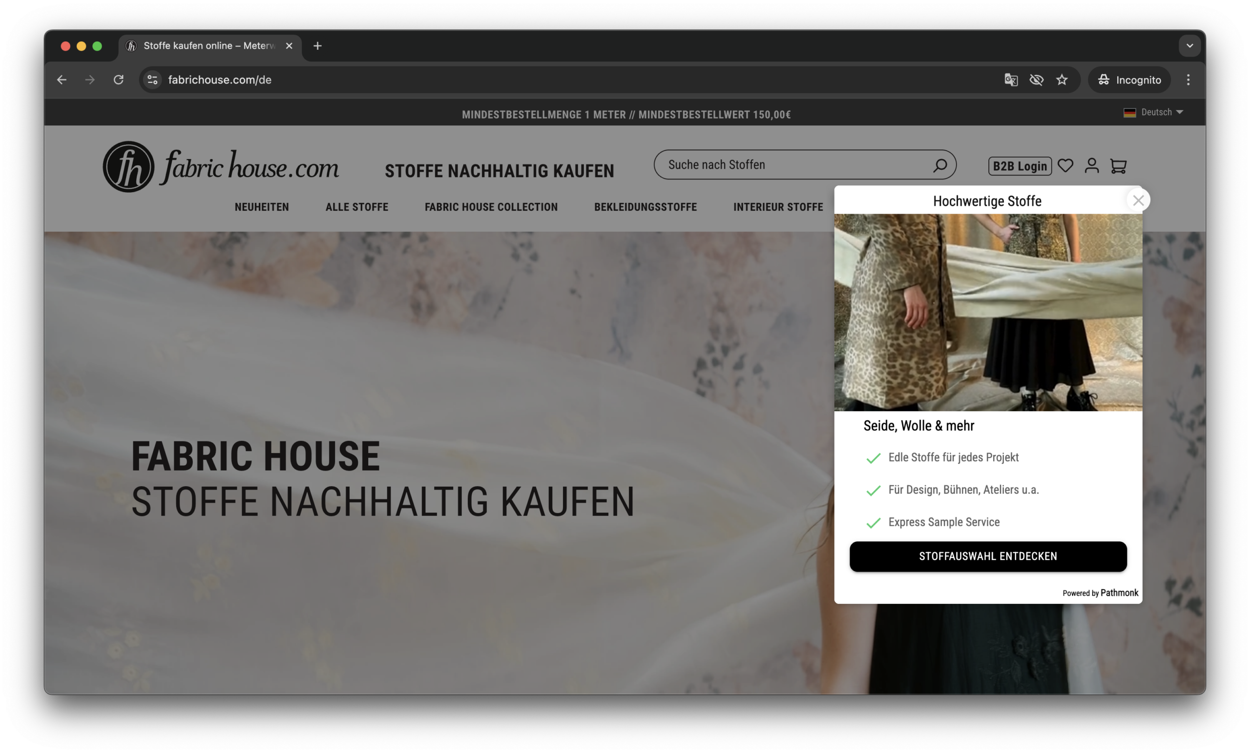 Introductory video microexperience on fabrichouse.com