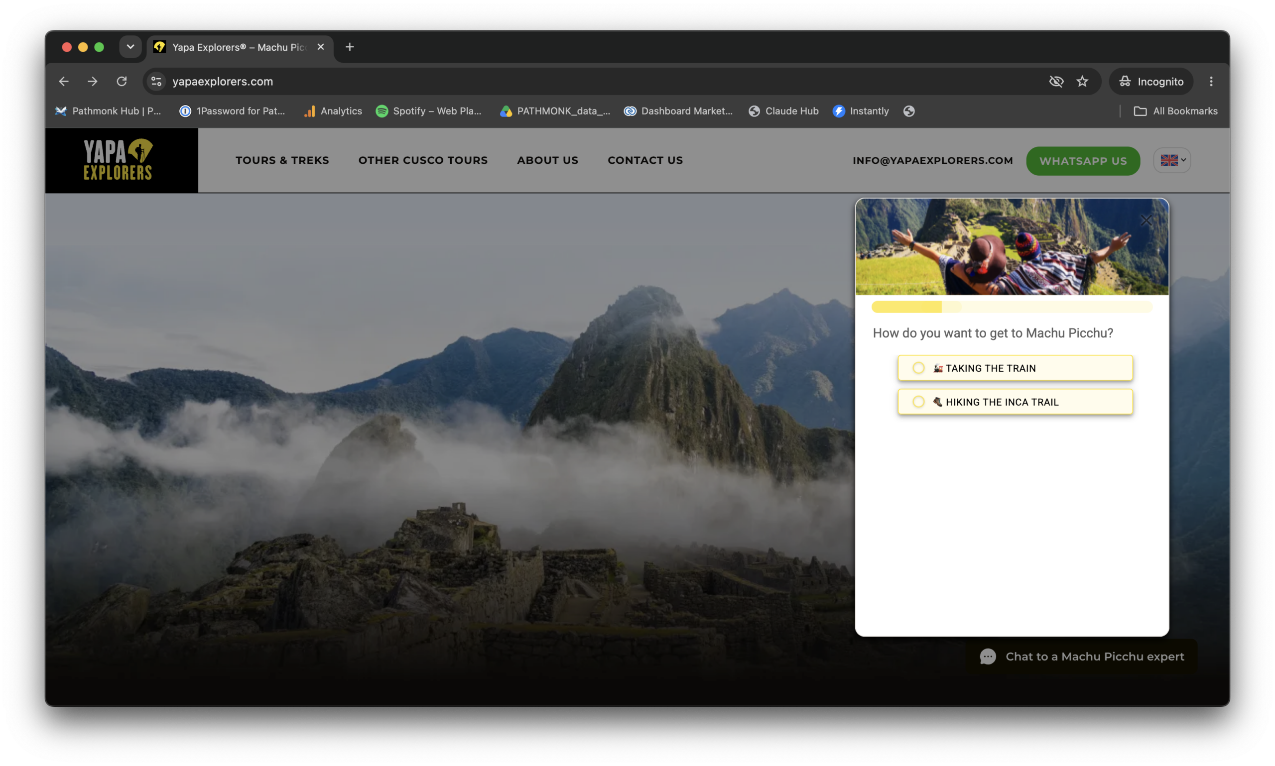 The Product Selector on the Yapa Explorers website