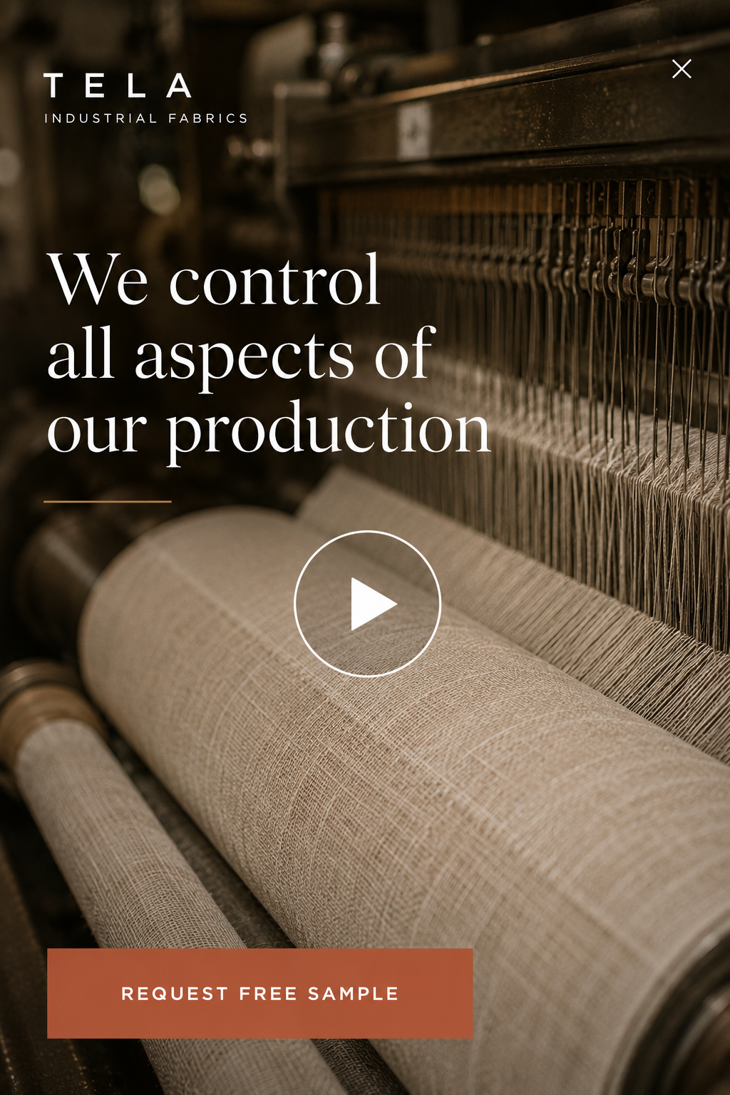 Microexperience: a vertical video card showing the looms and the production floor